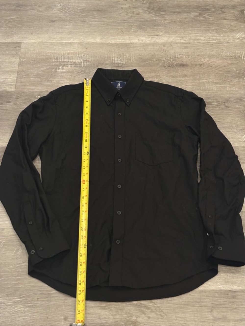 Wool & Prince 170 Button-Down Shirt Black Twill 100% Wool Mens M - Picture 8 of 8